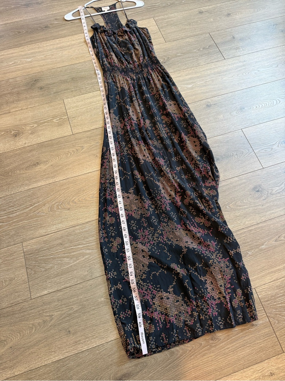 Parker Black Floral-Print Silk Maxi Dress Size Medium - Picture 10 of 12